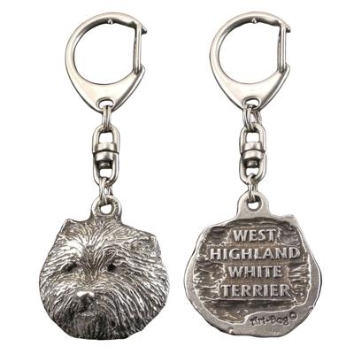 West Highland White Terrier, Westie, Westy - Silver-plated Key Ring with Dog, Handbag Decoration, Backpack Pendant by Brand