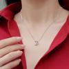Sweetrain Fashion Moon Shaped Moissanite Pendant Necklace for Women S925 Silver 3.5mm Diamond Chain Birthday Party Jewelry Gift