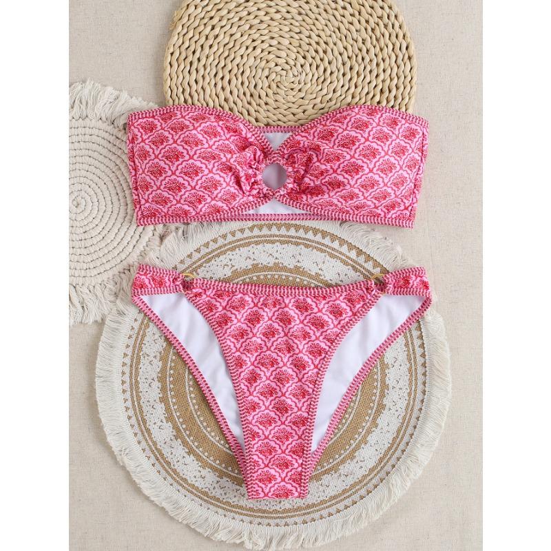 Damen Neuer Blau-Weiß-Porzellan-Druck mit Brust Sexy Bikini Badeanzug