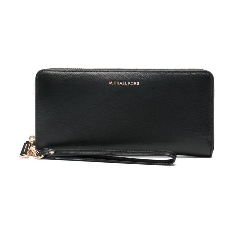 MICHAEL KORS Gold Metal Logo Calfskin Wallet Women s Black чёрный