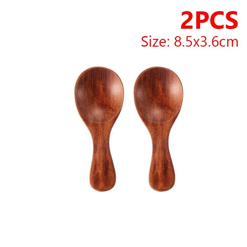 4/2/1pz Mini cucchiai di legno da cucina Cucchiaio per spezie e condimenti Cucchiaini da caffè e zucchero Cucchiaini da tè per bambini Manico corto Cucchiai di legno Stoviglie per la casa