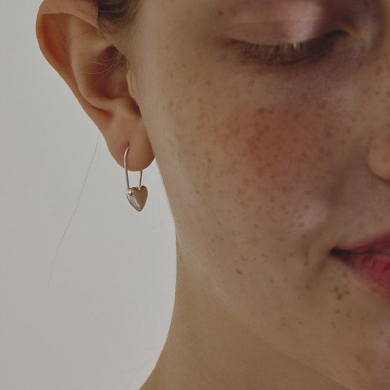 eenie beenie silver heart hook earrings