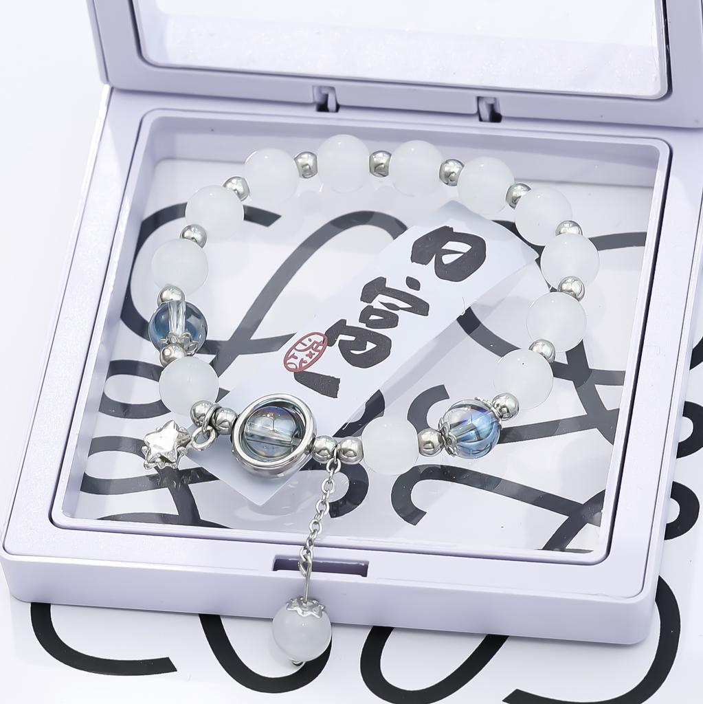 Small fresh color butterfly broken bead bracelet female ins style niche design new gray moonlight star and moon crystal jewelry