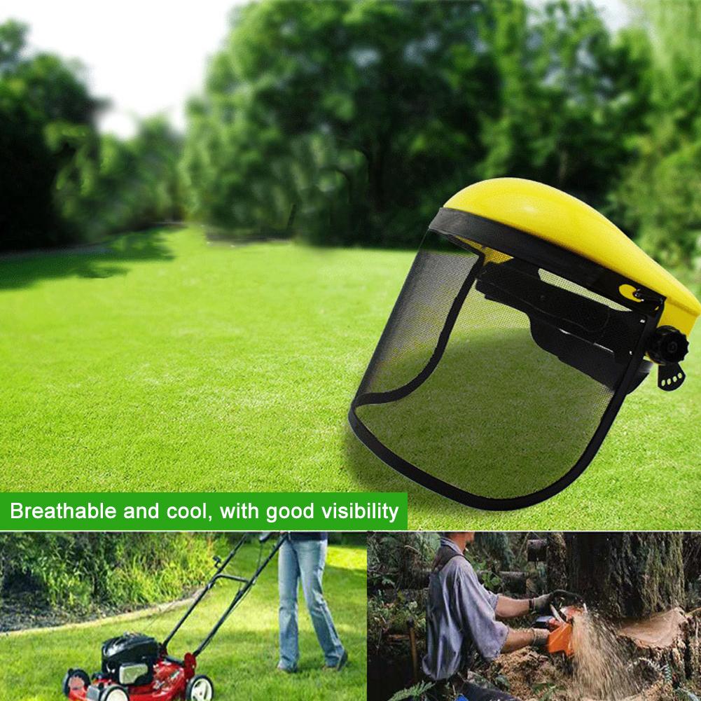 Garden Grass Trimmer Safety Helmet Hat with Full Face Mesh Protective Mask for Logging Brush Cutter Forestry Protection