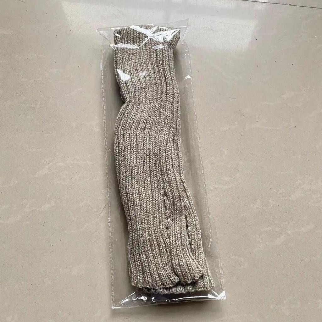 Winter Knitted Fingerless Gloves Warm Cycling Thumb Hole Arm Sleeve Windproof Women Stretchy Outdoor Running Hiking Mittens