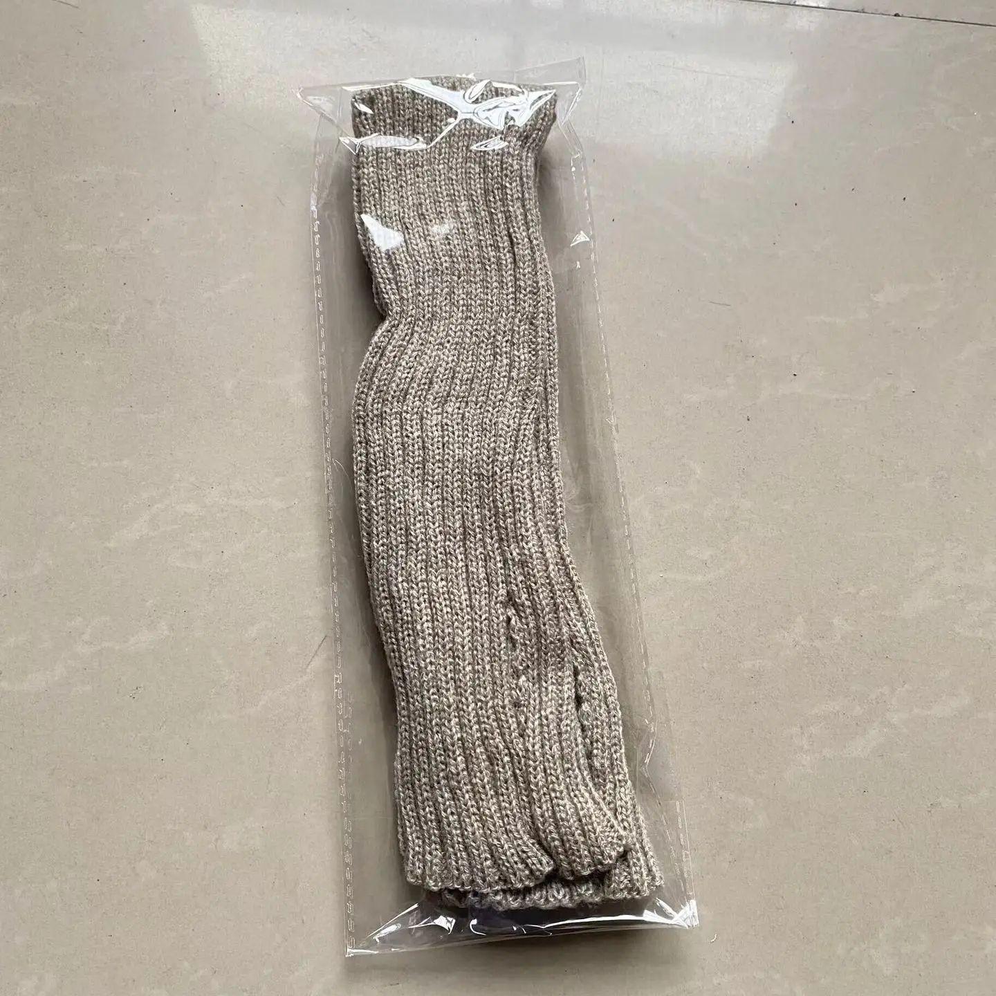 

Winter Knitted Fingerless Gloves Warm Cycling Thumb Hole Arm Sleeve Windproof Women Stretchy Outdoor Running Hiking Mittens серый