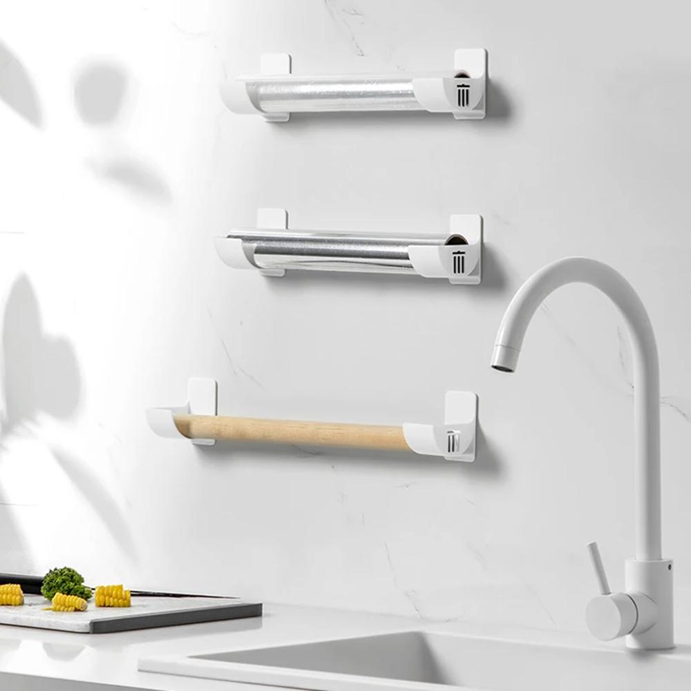 4 szt. Naścienny Stojak Organizer do Przechowywania Worków na Śmieci Uchwyt na Worki na Śmieci Organizer Pojemnik Dozownik na Folię Plastikową Półka Kuchenna