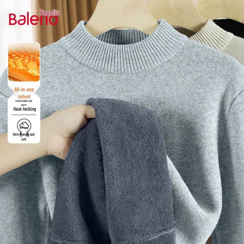 Baleno Men's Winter Semi-High Neck Fleece Knit Sweater