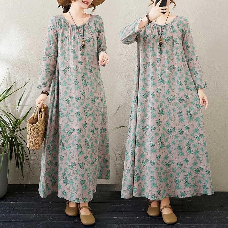 2025 New Round Neck Minimalist Long Sleeve Extra Long Dresses