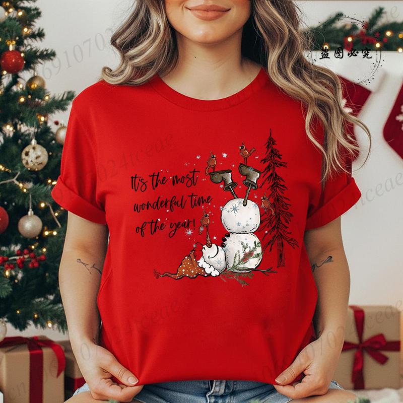 Women's Shirt It’s The Most Wonderful Time of The Year T Shirts Gingerbread Christmas Tee Festive Holiday Shirt Cookie Lover Top