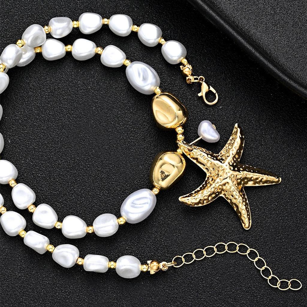 Pendant Shell Beading Necklace Imitation Pearl Y2K Accessories Starfish Clavicle Chain Boho Style Beach Vacation Party Jewelry