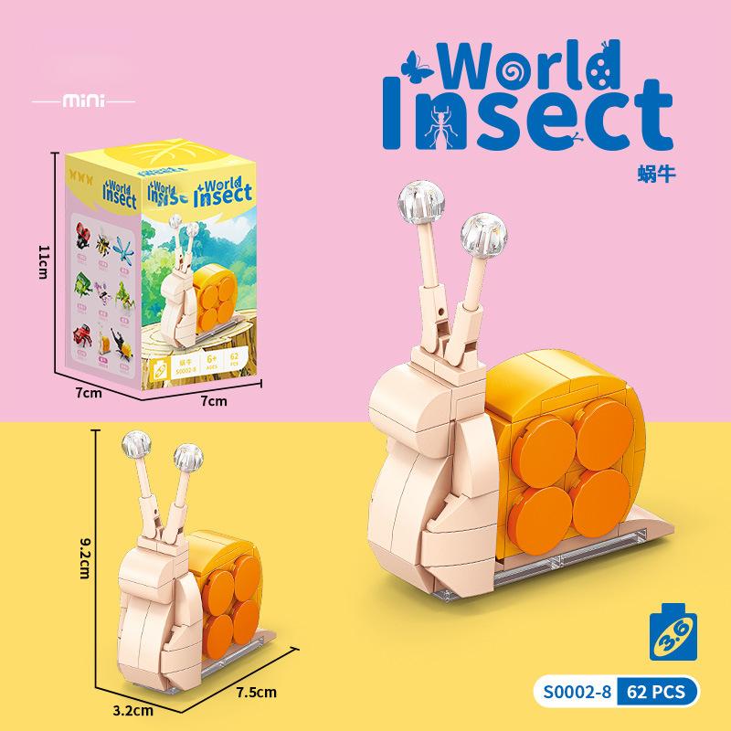 Sada figurek hmyzu a zvířat Mini stavebnice Hračka k sestavení 3D konstruktor Mikro kostičky Hračka pro děti Chlapce 9 až 12 let Dárek