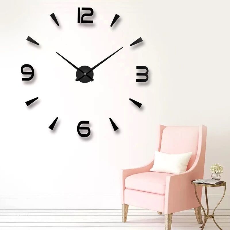 3D Three-dimensional Wall Clock DIY Wall Sticker Digital Clock Silent Travel Time Living Room Bedroom Simple Punch-free Clock
