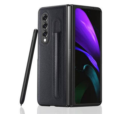 כיסוי חריץ עט ליצ'י אופנה לסמסונג גלקסי Z Fold 4 3 Pu +Pc דפוס עור כיסוי אנטי-דפיקות יוקרה ל-F9260 Fold3