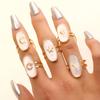 Finger Ring Oval Design Adjustable Opening Enamel Process Women Ring Multi-Symbol Design Hearts Stars Moons Pattern
