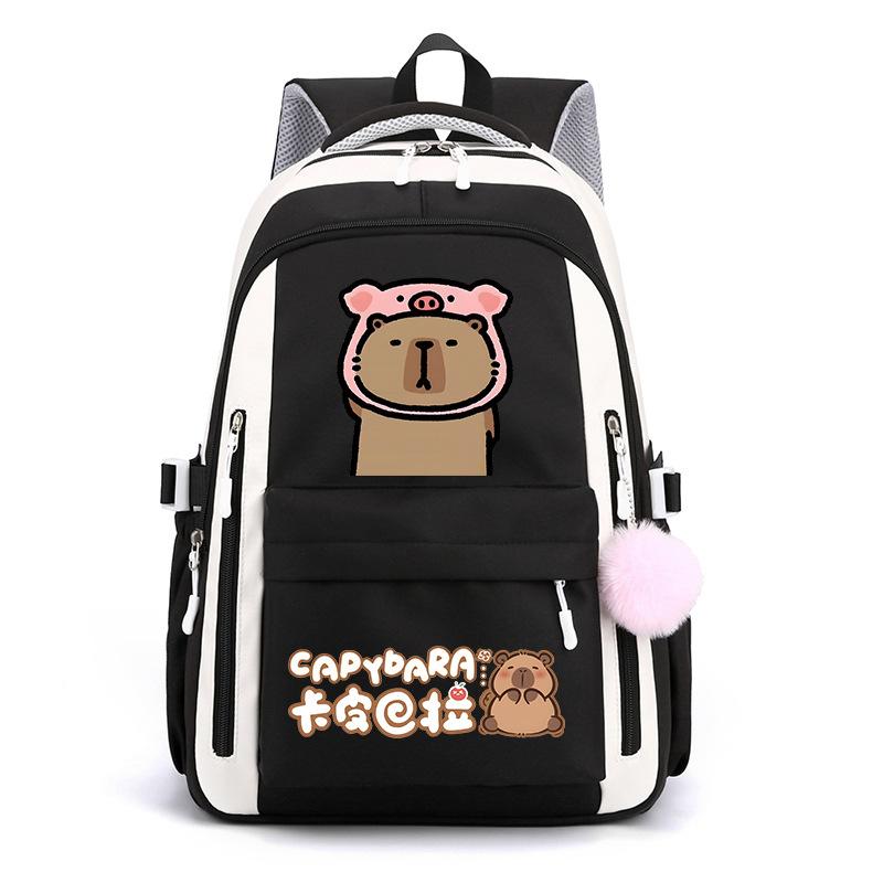 

Трендовая капибара креативный мультяшный принт милая сумка с эмодзи для учеников начальной и средней школы для снижения нагрузки на позвоночник школьный ранец No specification