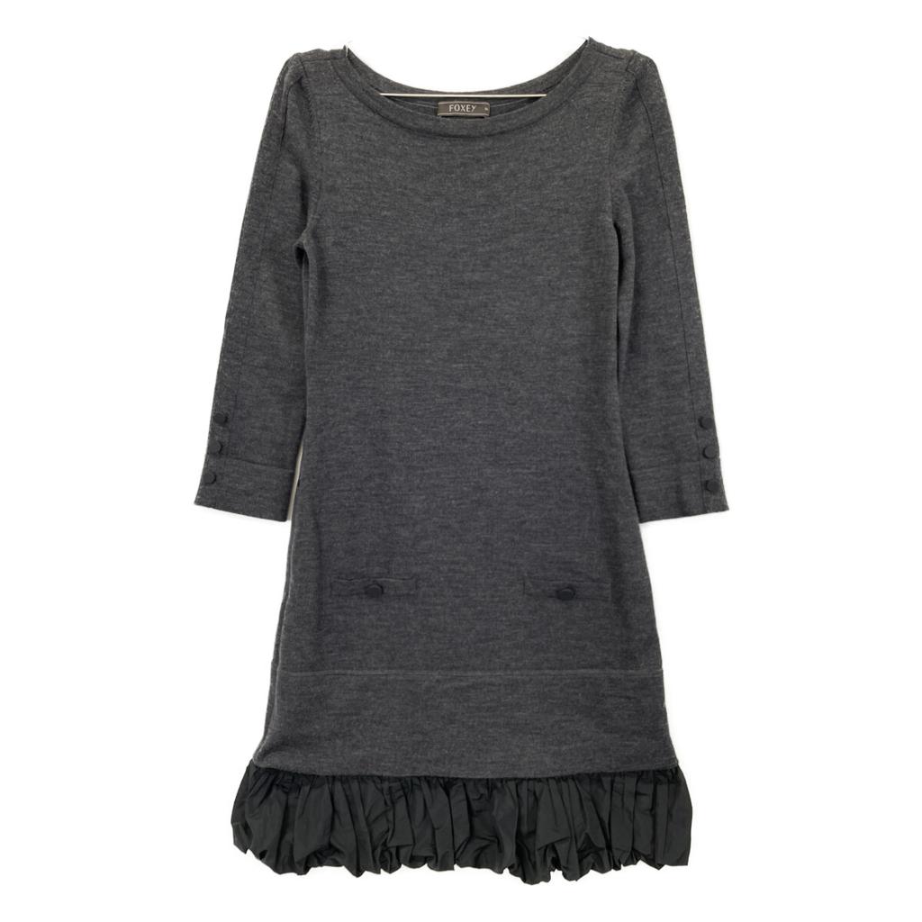 FOXEY 26052 Gray Nylon Skirt and Wool Knit Dress Dress 38 grayUsed