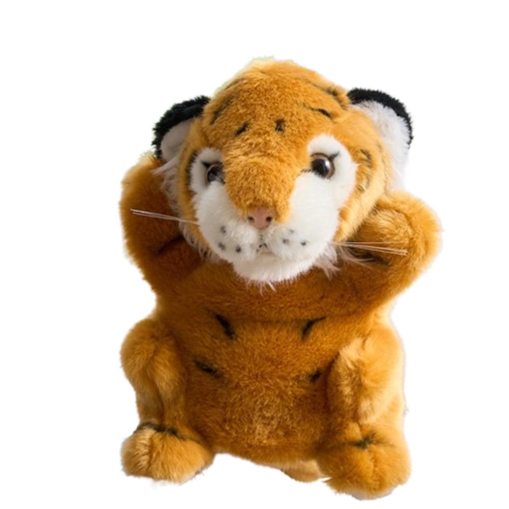 

Soft Animal Tiger Hand Puppet Simulation Stuffed Plush Tiger Toys Kid Gift коричневий