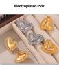 European & American Gold-Plated Titanium Heart Stud Earrings with Diamonds - Women's Fashion Jewelry