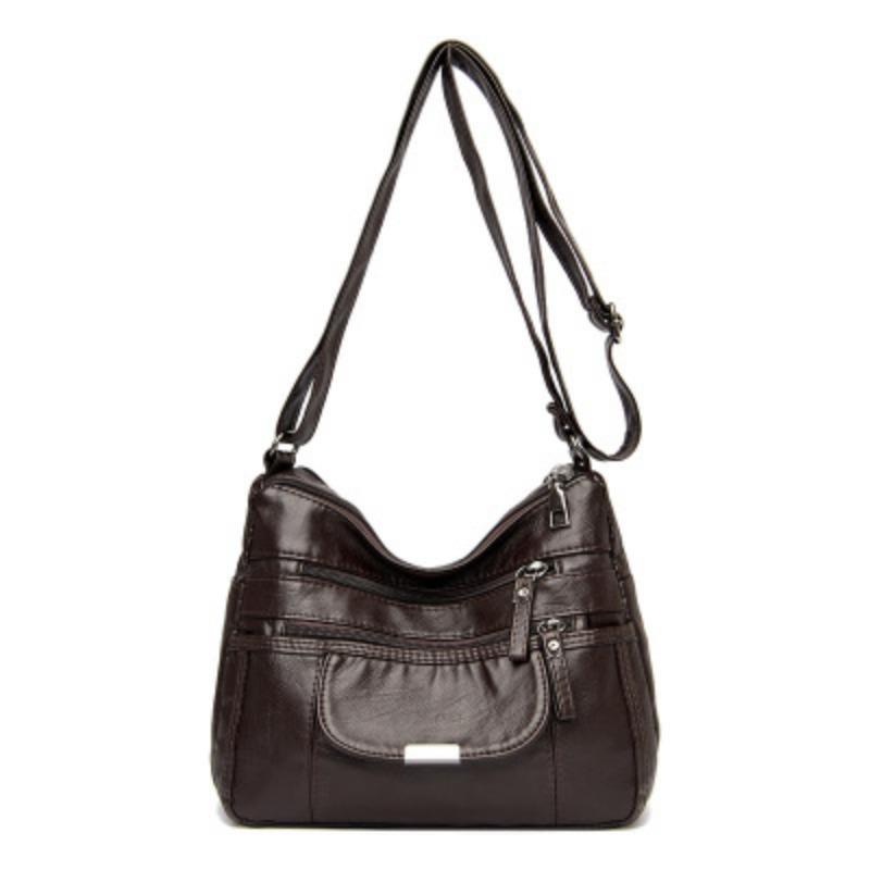 

Модна сумка через плече для людей середнього та похилого віку. Нова жіноча універсальна сумка для матері з м’яким обличчям, повсякденна сумка на одне плече з кількома відділеннями. 26*11*21cm темно-коричневого кольору