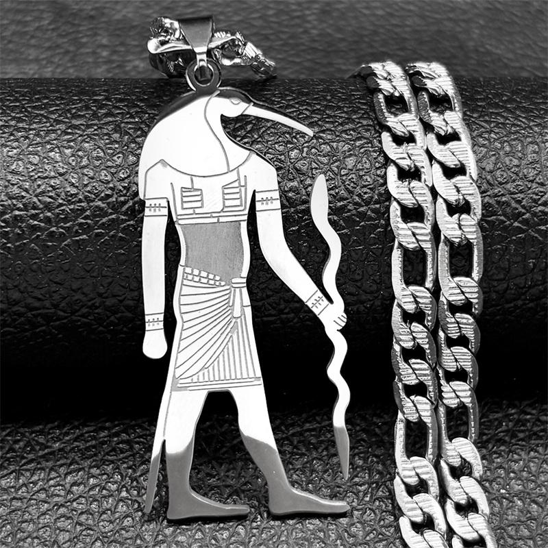 Vintage Hip Hop Egyptian God Horus Pendant Necklace for Women Men Stainless Steel Gold Color Chain Ankh Necklaces Jewelry