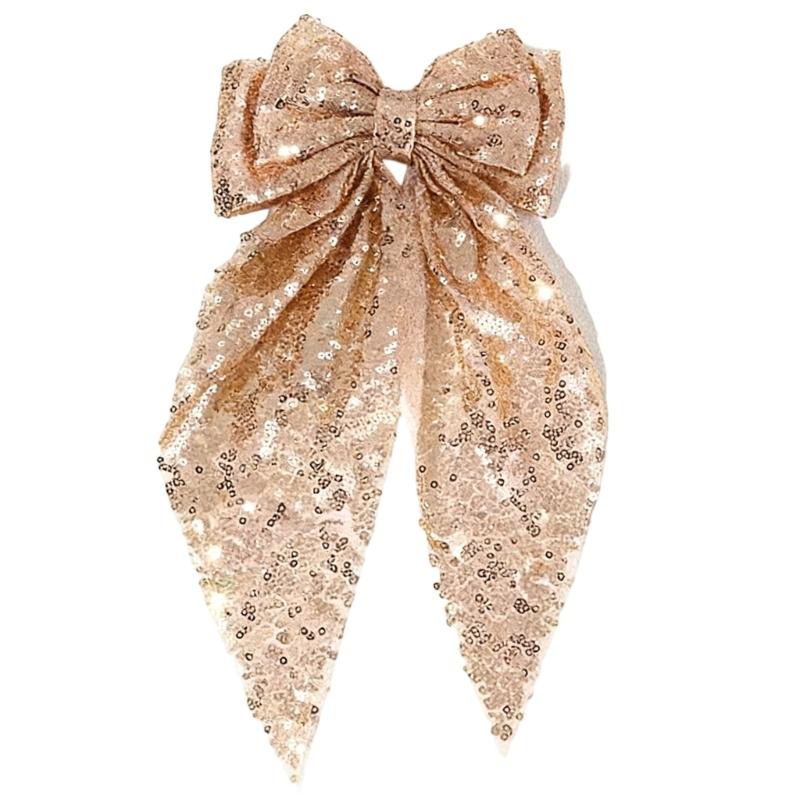 Glittering Sequined Hair Bows for Women Girl Daily Formal Occasion Wear Evening Party Accessories Headpiece Photo Props
