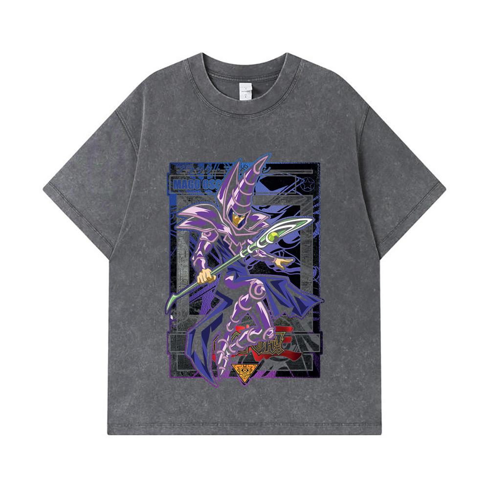 275 GSM Washed T-shirts 100% Cotton Yu-Gi-Oh V5 Mago Oscuro Print Unisex Heavy Cotton T Shirt