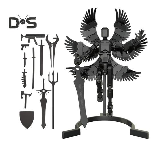 

Robot Action Figure with Butterfly Angel Wing Accessories Multi-jointed Movable 3D Printed Robot Model Toy Articulated Dummy Figurine Decoration