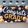 Banner de Graduación Patrón de Estrella Banner para Evento de Graduación Fondo para Fiesta de Graduación Material de Poliéster Banner de Felicitaciones para Evento en el Campus