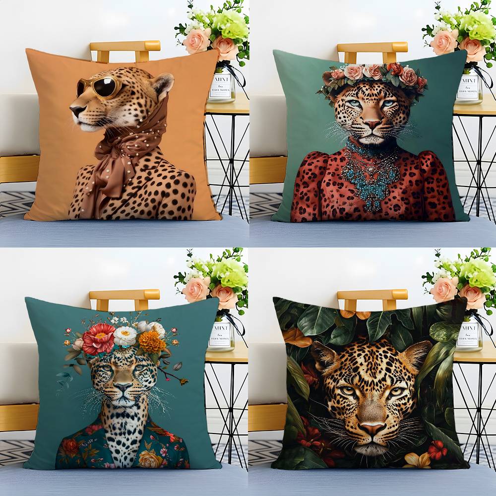 Fashion With Wreath Animals Pillow Case Printing Pillowcase Living Room Sofa Cushion Cover Bedroom Room Decor