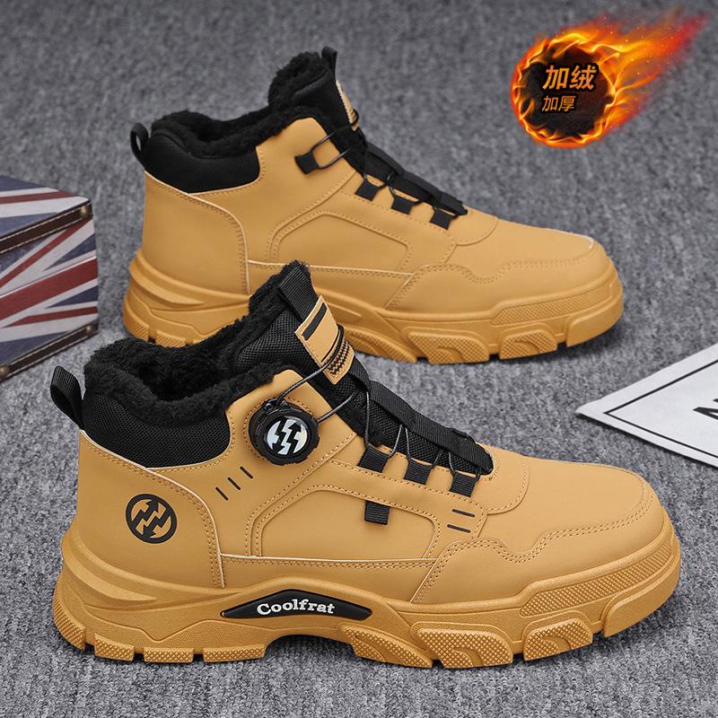 Winter Men's Shoes Velvet High-top Martin Boots Men's Retro Thickened Thermal Cotton Shoes Platform Tooling Short Boots