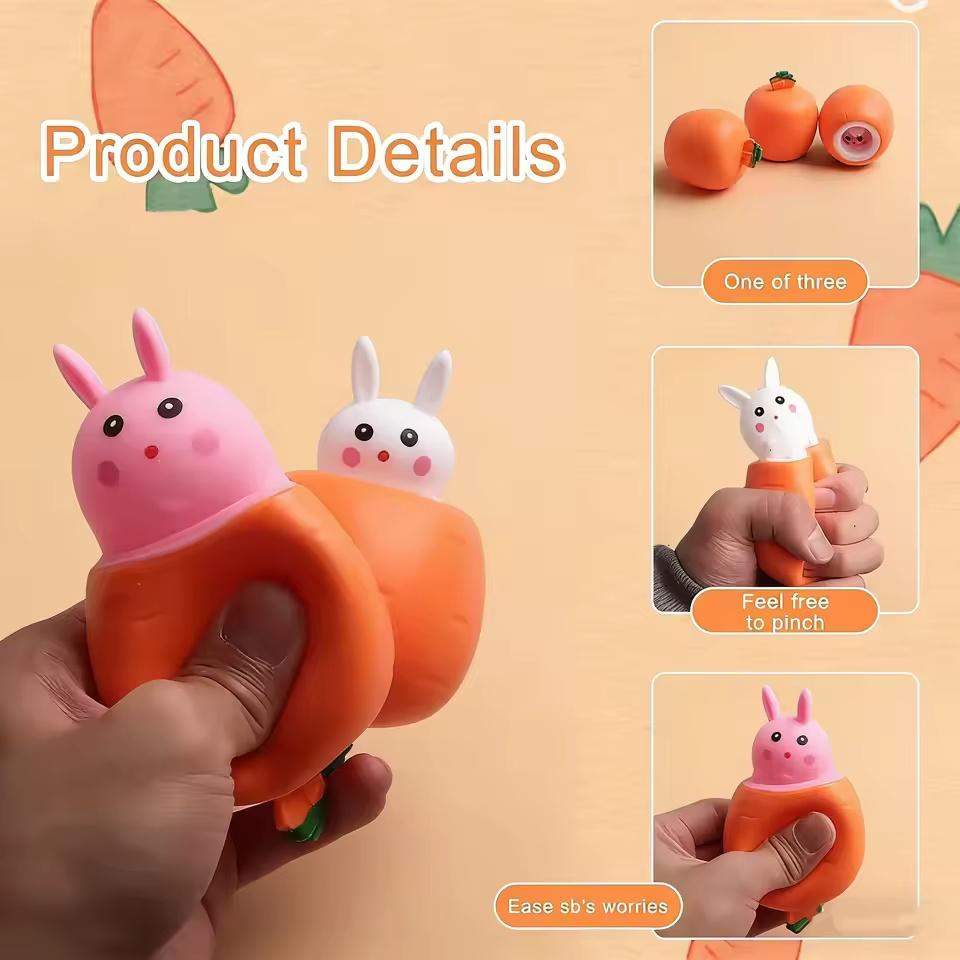 Cute Carrot Rabbit Squeeze Toy Unique Carrot Cup Stress Relief Fidget Toy Portable Sensory For Kids Adults Office Home Relax