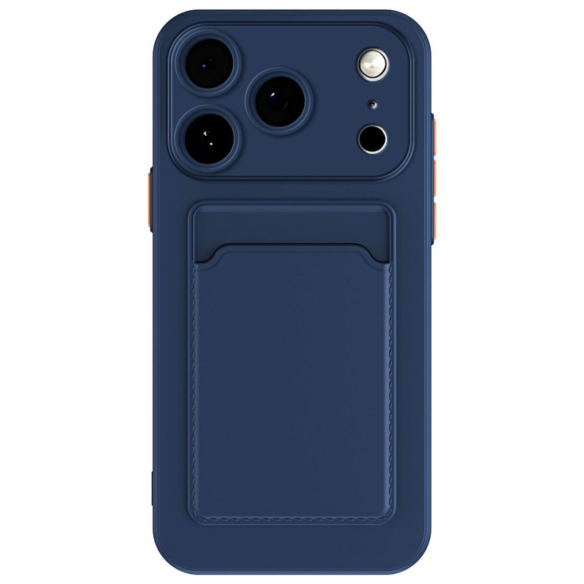 

For iPhone 17 Pro Max Case Flexible TPU Phone Cover with Back Card Slot Dark Blue