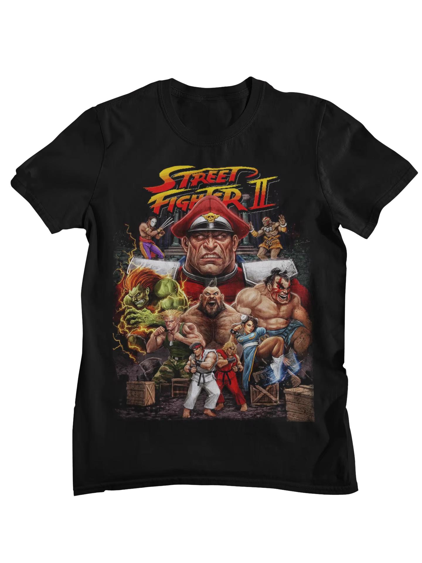Street Fighter II M. Bison Retro Game T Shirt Ryu Chun-Li Blanka Zangief Arcade Fighting Graphic Tee Streetwear Cotton Oversized 4XL