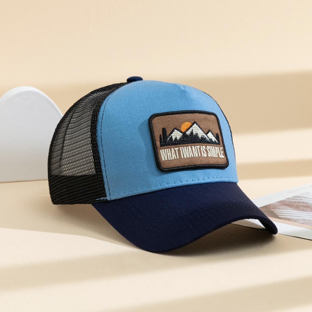 1pc Unisex Mesh Sunshade Breathable Adjustable Casual Baseball Cap With Trendy Patch For Outdoor Sport, Ideal Choice For Gifts