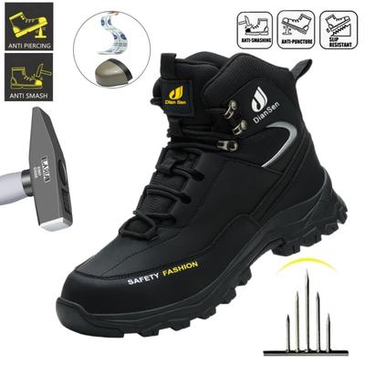 Botas de Segurança Impermeáveis Homem Indestrutíveis Biqueira de Aço Botas de Trabalho Anti-esmagamento Resistentes a Perfurações Sapatos de Segurança Hombre Botas de Trabalho