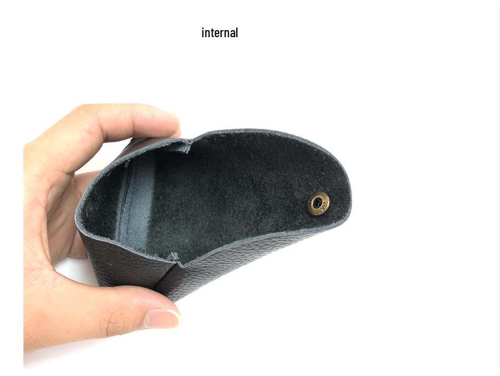 Top Grain Leather Snap Closure Coin Purse & ID Holder, Mini Lychee Pattern Card Holder for Men & Women