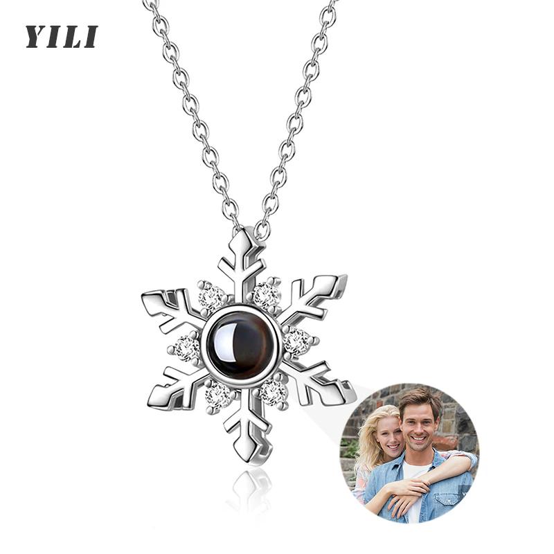 Custom Photo Necklace Projection Necklace with Picture I Love You 100 Languages Personalized Necklace Jewelry Gifts for Women