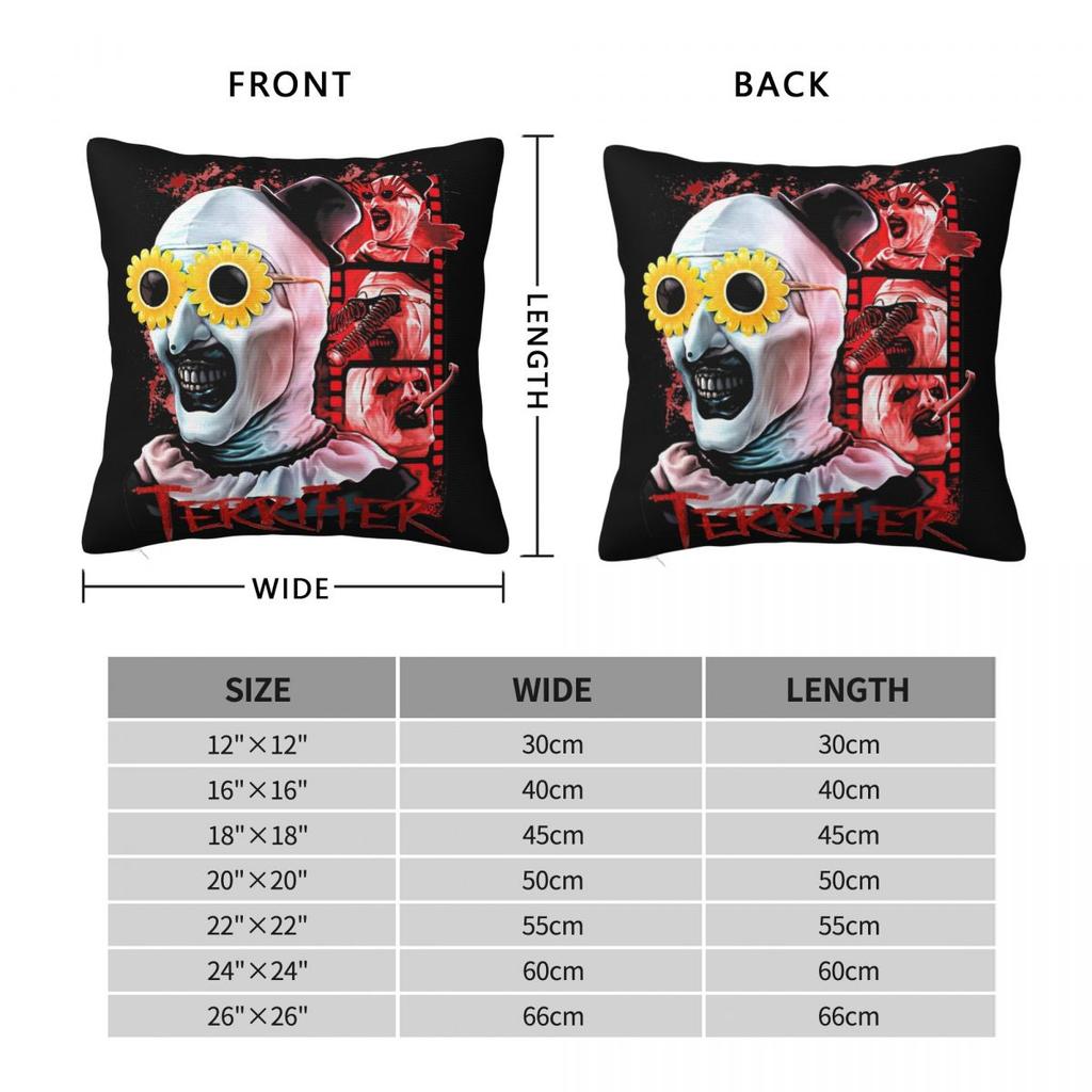 Halloween Horror Terrifier Film Pillowcase Printing Polyester Cushion Cover Decor Throw Pillow Case Cover Home Zippered 40*40cm