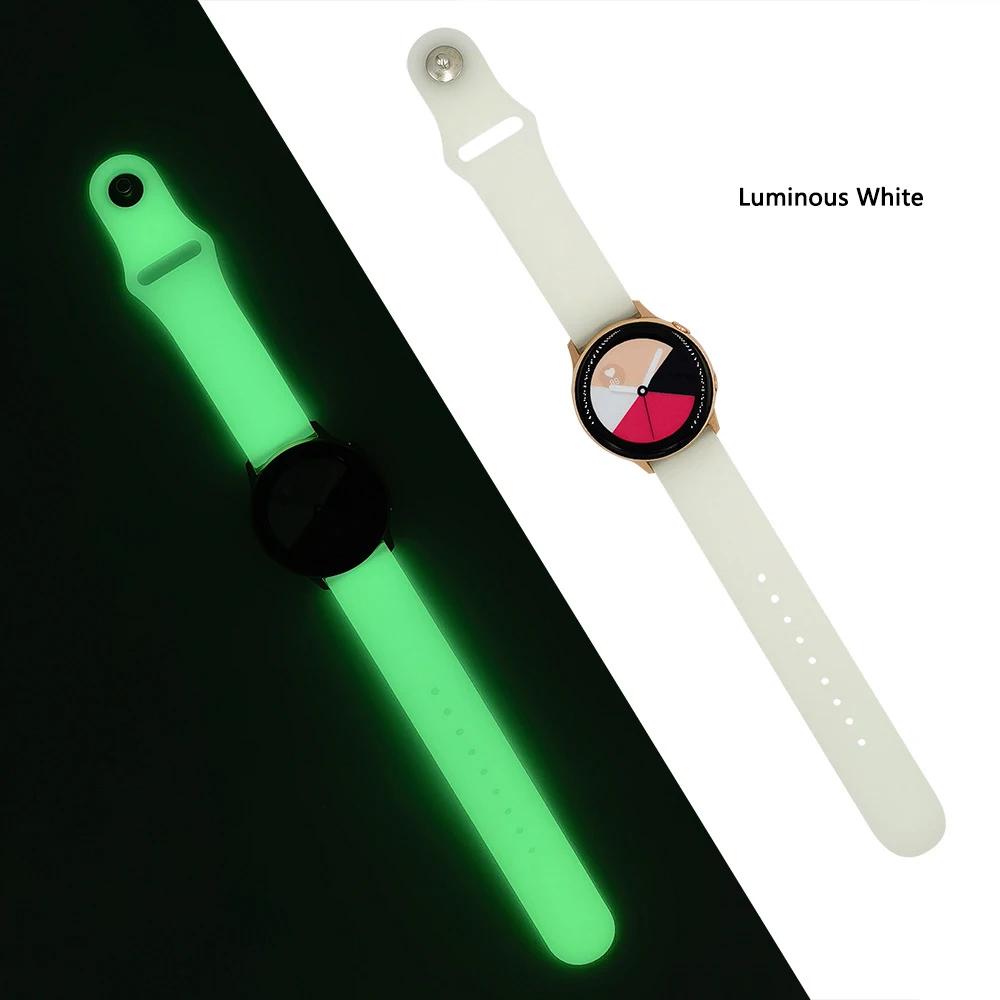 20mm Glow Luminous Silicone Strap For Samsung Galaxy Watch Band 6/5/4/5 Pro Sports Bracelet for Amazfit Bip/U/S/lite Correa Belt
