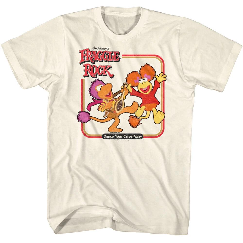 Fraggle Rock Puppets Gobo & Red Dance Your Cares Away Jim Henson Men s T Shirt 2XL