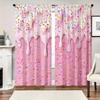 2Pcs - Pink Dessert - Printed Curtains, Suitable For Home Decoration In Bedrooms And Living Rooms