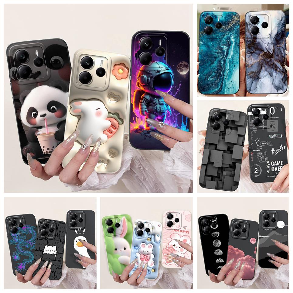 New Fashion Case For Xiaomi Redmi Note 14 14S 14 Pro Plus Phone Shell Flower Butterfly Luxury Girly Back Cover Soft Silicone