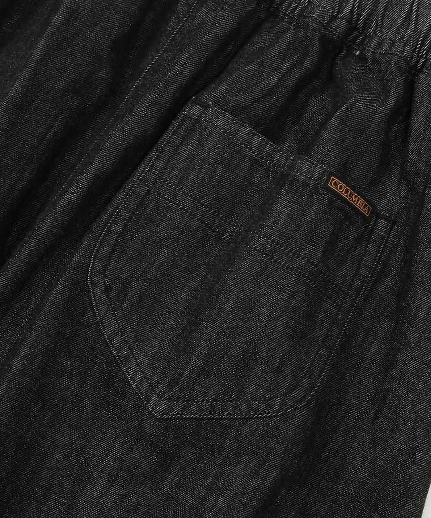 Columbia University All-Round Pleats Denim Long Skirts Black Denim