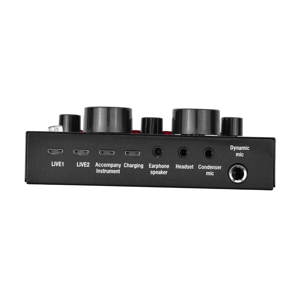 External Audio Mixing Sound Card USB Audio Interface with Multiple Sound Effects Built in Rechargeable Battery for