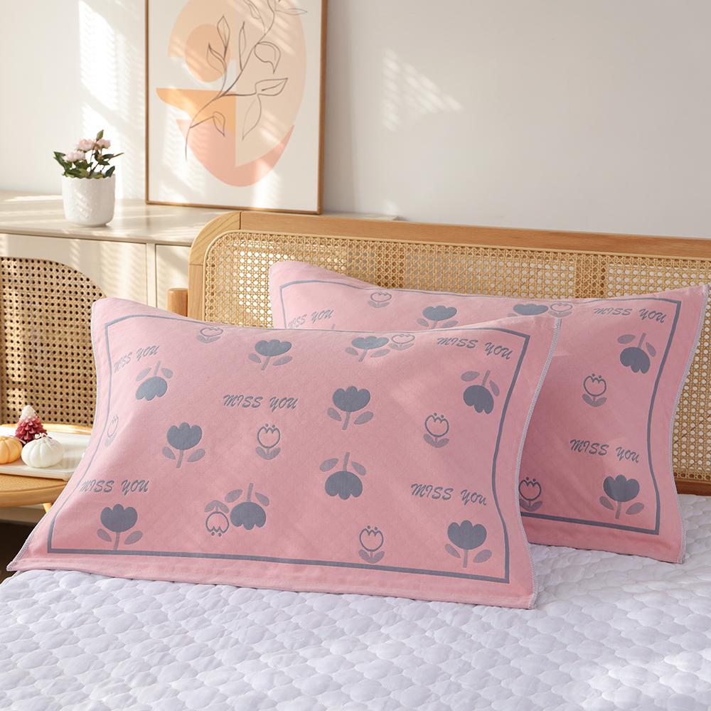 A Pair of Pure Cotton Gauze Pillow Towels, New High-density Soft Adult Cover Towels, Cotton Non-slip and Breathable Household