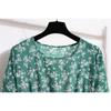 GMXIA Women's Fashion Spring Autumn Floral Print Long Sleeve O-Neck High Waist Casual Dresses