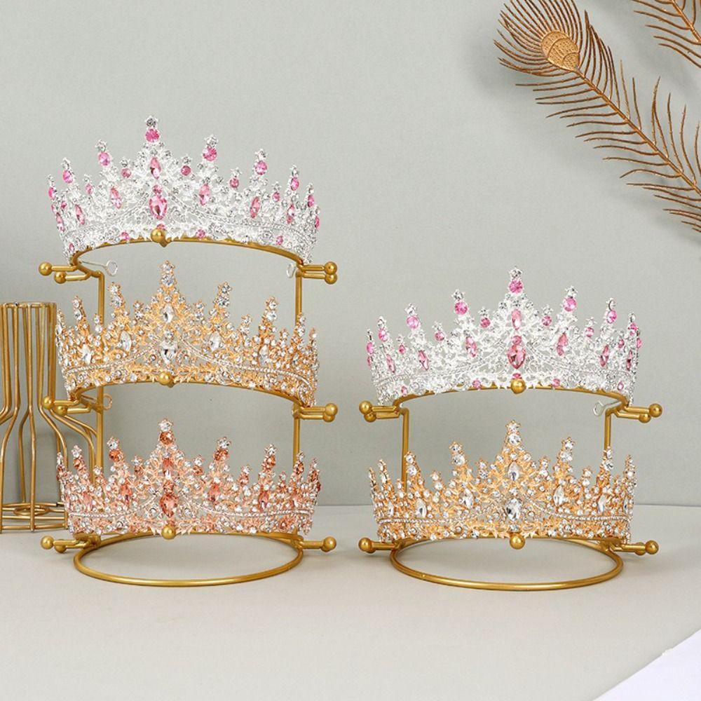 Gold White Crown Display Stand 2/3/4-Tier Jewelry Organizer For Girl Room Exhibition