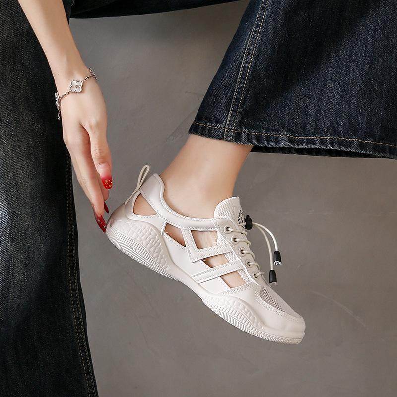 Xiaobai women's shoes summer new flat-bottomed ins tide student casual women's shoes hollow versatile sandals HY