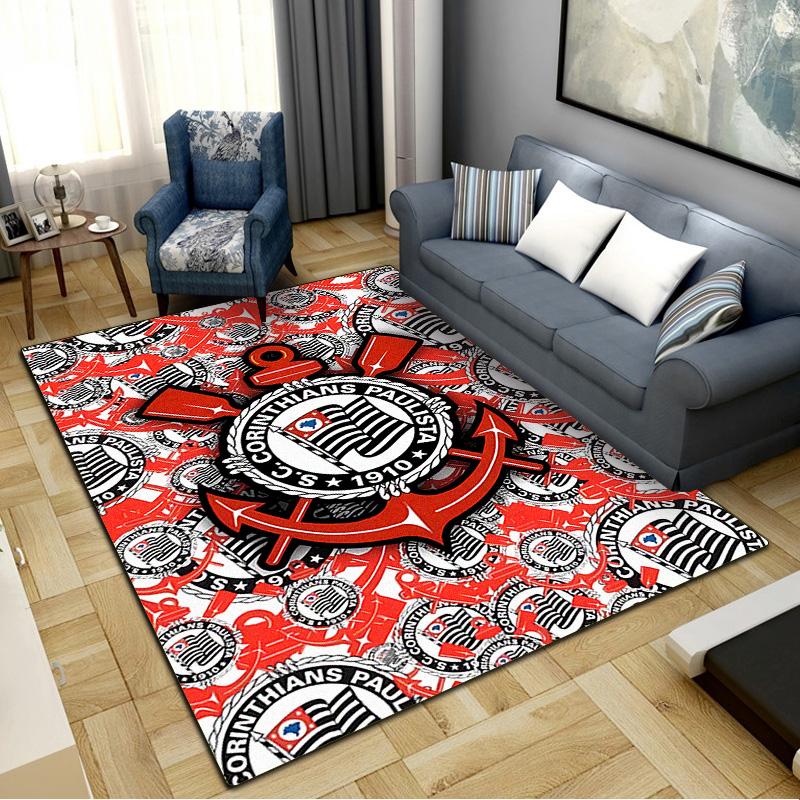 Tappeto SC Corinthians Paulista per Soggiorno Camera da Letto Casa Decorazione Divano, Tappetino Antiscivolo per Giochi Bambini